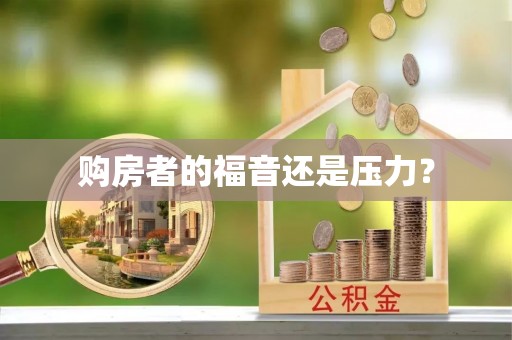 安居购房者的福音还是压力？