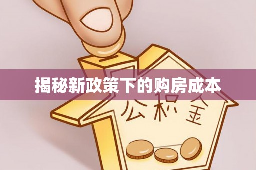 安居揭秘新政策下的购房成本