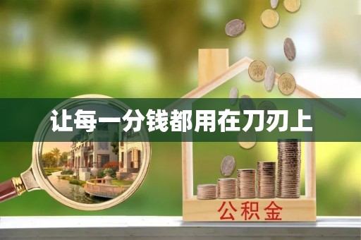 安居让每一分钱都用在刀刃上