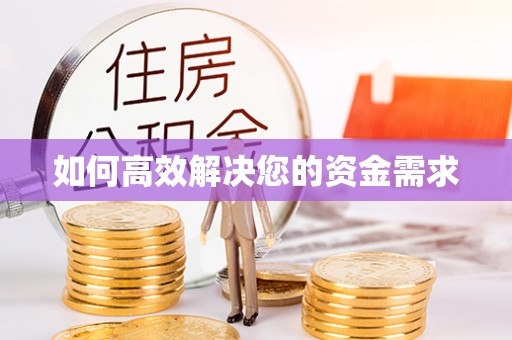 安居如何高效解决您的资金需求